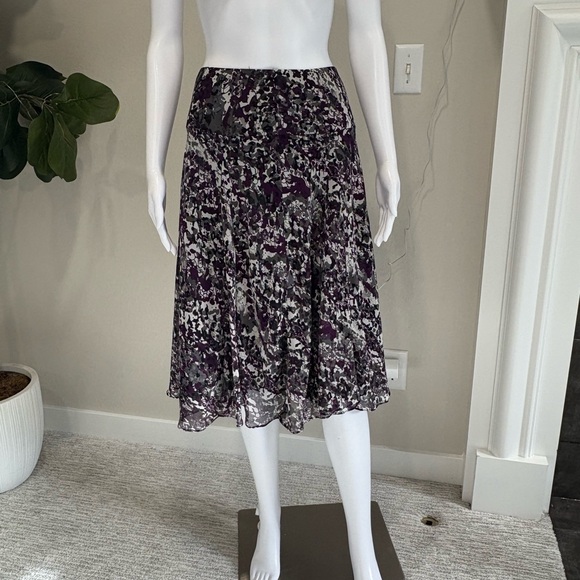 East 5th Patterned Midi Skirt Womens Size 8 Sheer Gored A-Line Artsy Fairy Goth - Picture 5 of 13